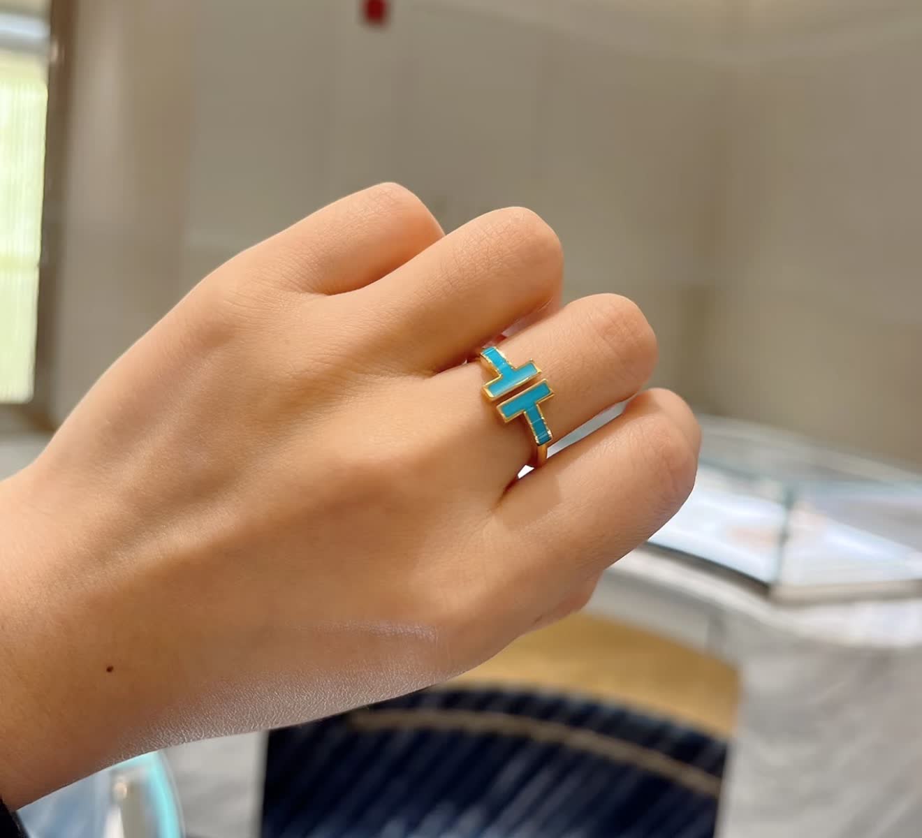 Tiffany & Co. Blue Enamel Ring